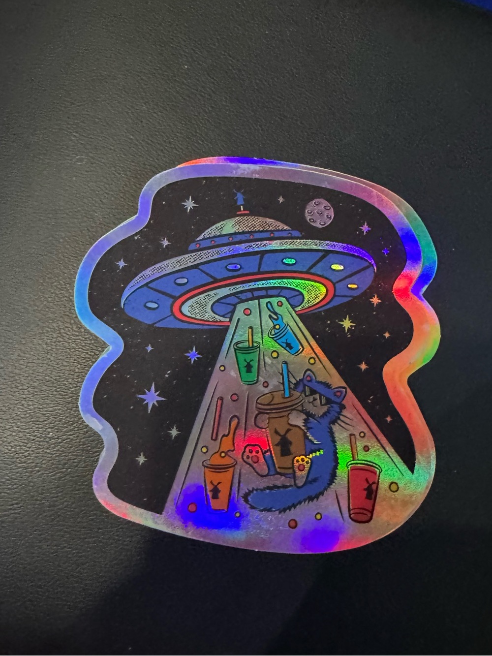 Dutch Bros Holographic UFO Cat Sticker – Limited Edition Space Alien 7/01/2026
